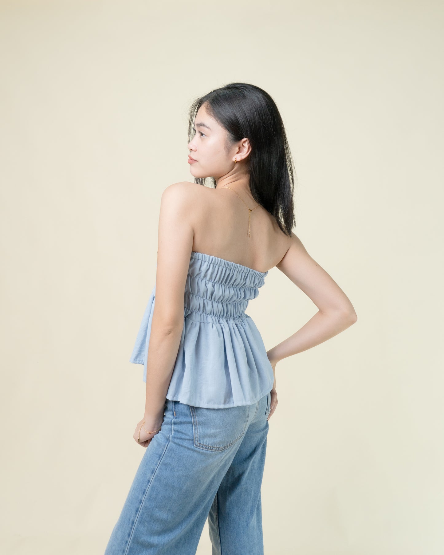 Effie Pleated Peplum Tube Top