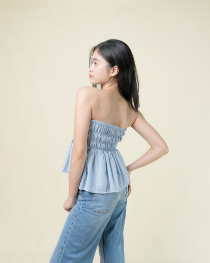 Effie Pleated Peplum Tube Top