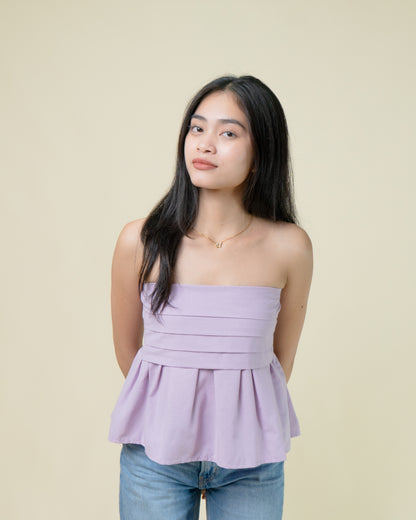 Effie Pleated Peplum Tube Top