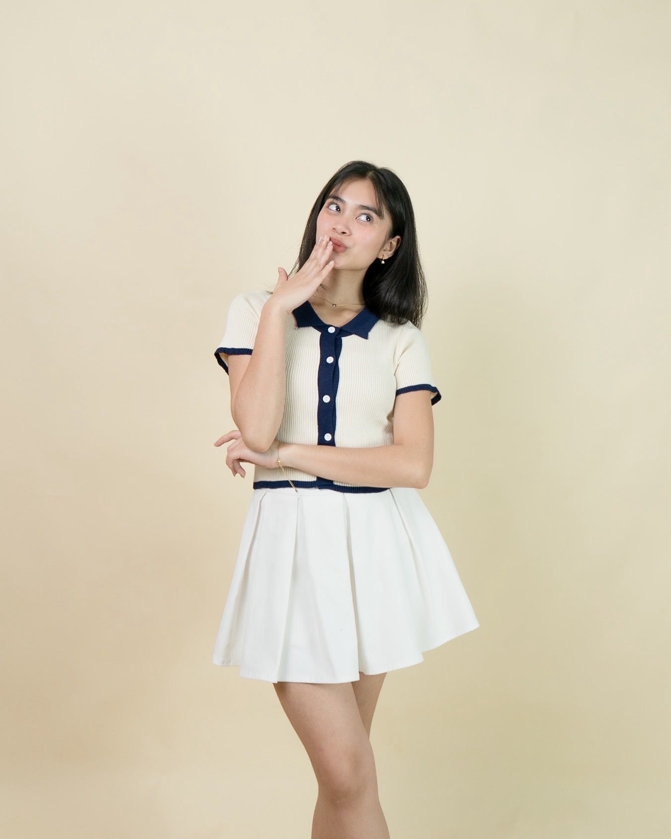 Daniela Collar Knit Crop Top