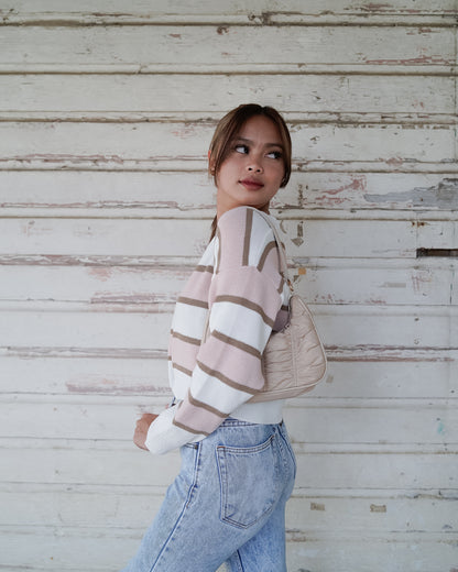Arrnae Striped Knit Cardigan