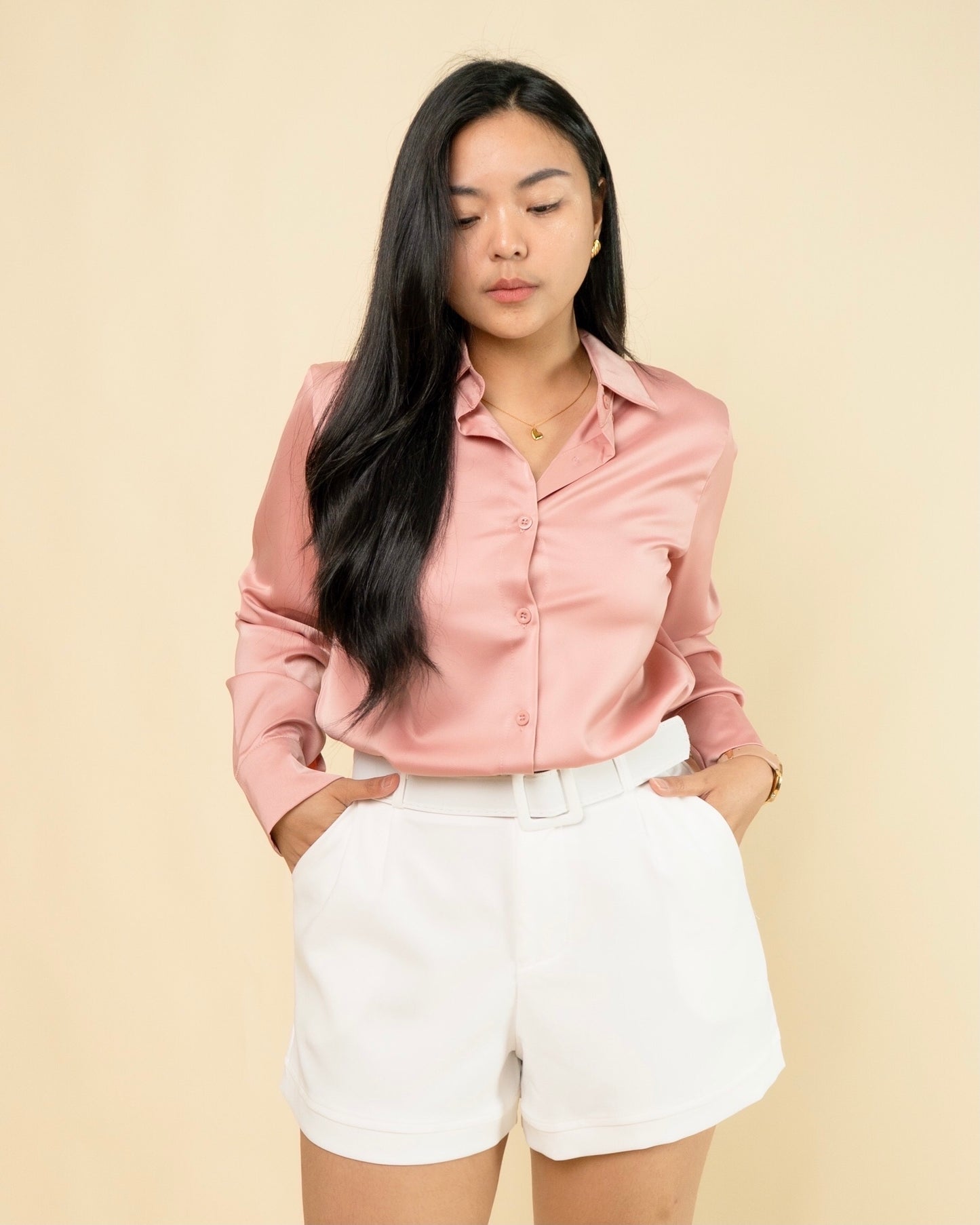 Valentina Satin Button Up Top