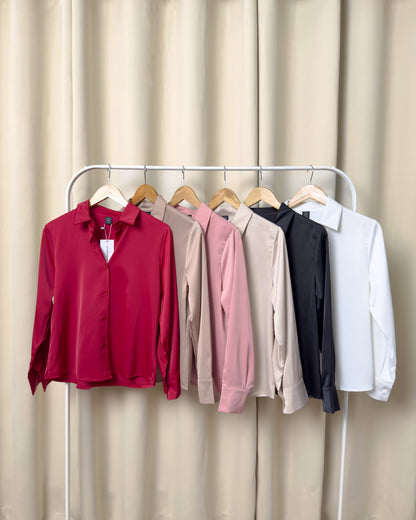 Valentina Satin Button Up Top